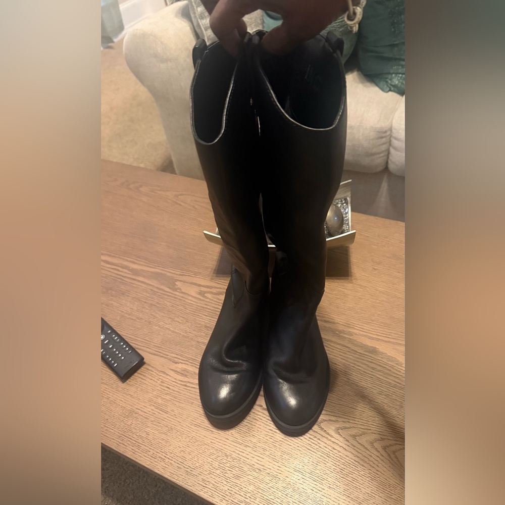 INC International Concepts Fawne-WW Black Leather Ridding Boots - 8.5 W